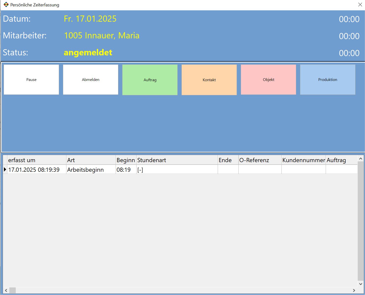 Zeiterfassung in CadiaOffice