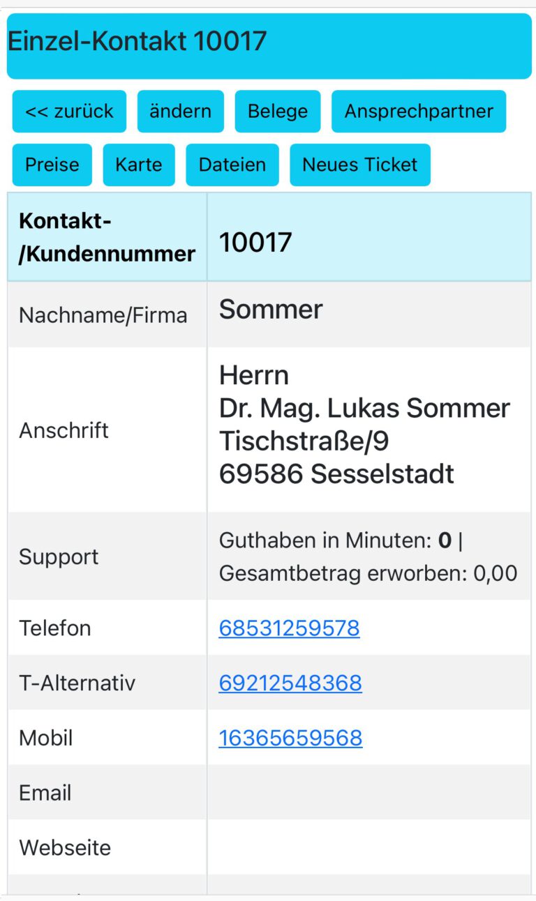 CadiaWeb-Kontaktverwaltung