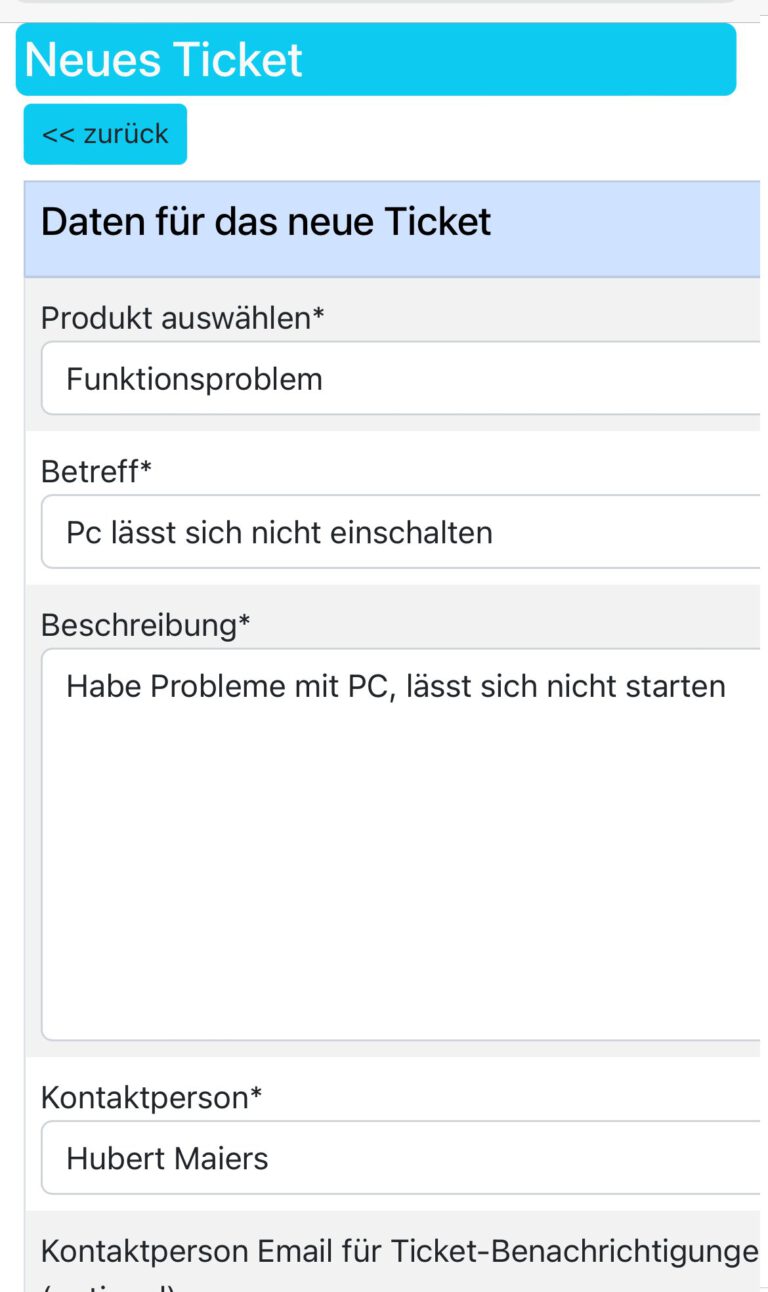 CadiaWeb Kundenportal mit Ticketsystem