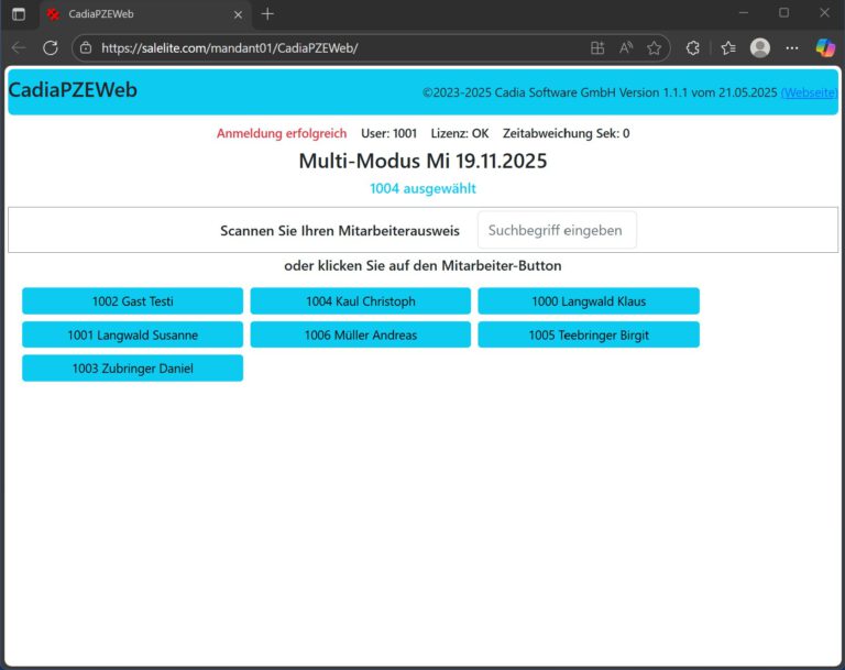 CadiaPZEWeb Personalzeiterfassung im Multi-Modus für Deutschland